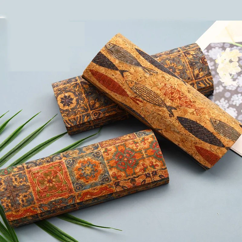 Men Accessories To Look Good - Natural Cork Hard Shell Clamshell Glasses