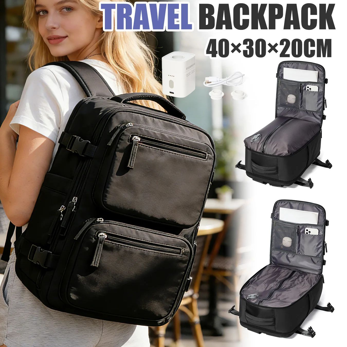 Men'S Accessories Pouch - Women Backpack Vacuum Backpack with Pump